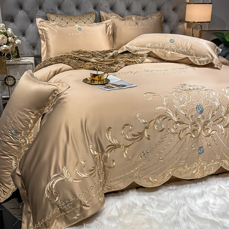 Satin Pillowcase Silk - Komplet pościeli w stylu europejskim, czteroczęściowy,