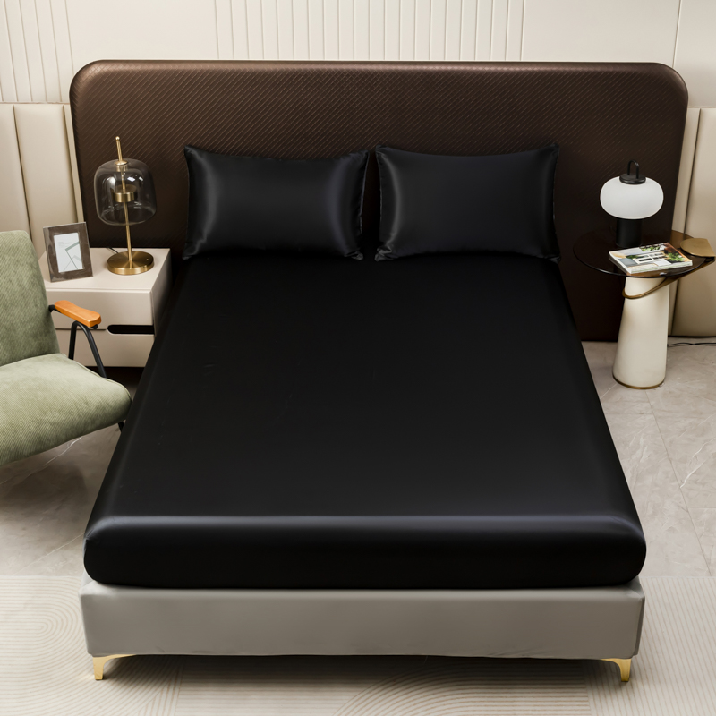 3Pcs Black Satin Fitted Sheet  – Satin Pillowcase Silk recenzja i cena
