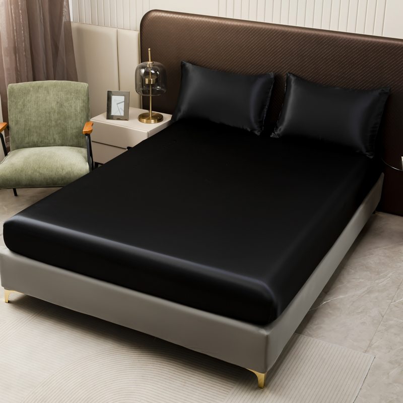 3Pcs Black Satin Fitted Sheet  – Satin Pillowcase Silk recenzja i cena